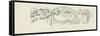 Lettre ornée  D , éléments architecturaux, oiseaux et branches d'arbres fruitiers-Emile Causé-Framed Stretched Canvas