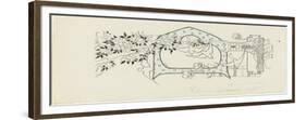 Lettre ornée  D , éléments architecturaux, oiseaux et branches d'arbres fruitiers-Emile Causé-Framed Premium Giclee Print