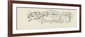 Lettre ornée  D , éléments architecturaux, oiseaux et branches d'arbres fruitiers-Emile Causé-Framed Premium Giclee Print