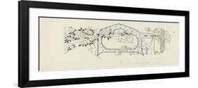 Lettre ornée  D , éléments architecturaux, oiseaux et branches d'arbres fruitiers-Emile Causé-Framed Premium Giclee Print