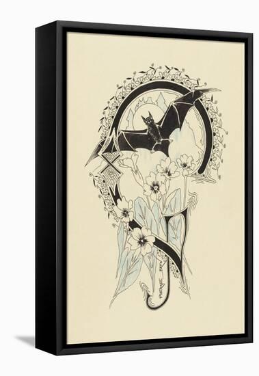 Lettre  ornée  G , avec une chauve-souris et des fleurs-Pierre Brun-Framed Stretched Canvas