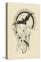 Lettre  ornée  G , avec une chauve-souris et des fleurs-Pierre Brun-Stretched Canvas