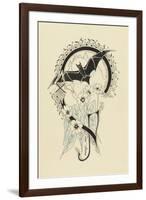 Lettre  ornée  G , avec une chauve-souris et des fleurs-Pierre Brun-Framed Giclee Print