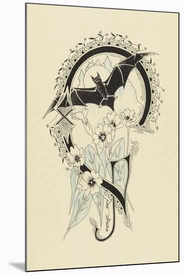 Lettre  ornée  G , avec une chauve-souris et des fleurs-Pierre Brun-Mounted Giclee Print