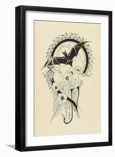 Lettre  ornée  G , avec une chauve-souris et des fleurs-Pierre Brun-Framed Giclee Print