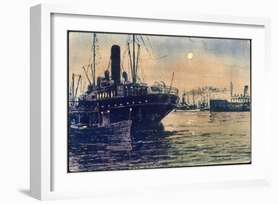 Leucht Künstler Luna Leucht Karte, Schiffe Im Hafen-null-Framed Giclee Print