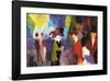 Leute Die Sich Begegnen-Auguste Macke-Framed Art Print