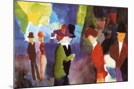 Leute Die Sich Begegnen-Auguste Macke-Mounted Art Print