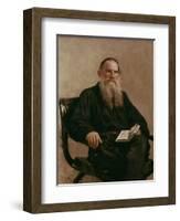 Lev Tolstoy (1828-1810) 1887-Ilya Efimovich Repin-Framed Giclee Print