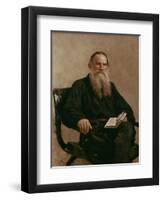 Lev Tolstoy (1828-1810) 1887-Ilya Efimovich Repin-Framed Giclee Print