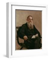 Lev Tolstoy (1828-1810) 1887-Ilya Efimovich Repin-Framed Giclee Print