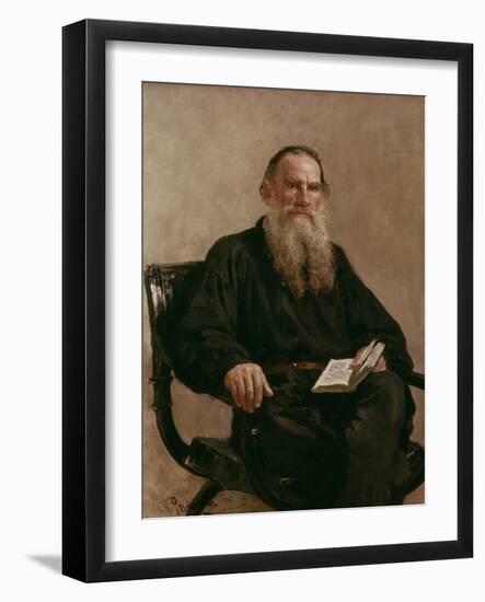 Lev Tolstoy (1828-1810) 1887-Ilya Efimovich Repin-Framed Giclee Print