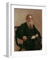 Lev Tolstoy (1828-1810) 1887-Ilya Efimovich Repin-Framed Giclee Print