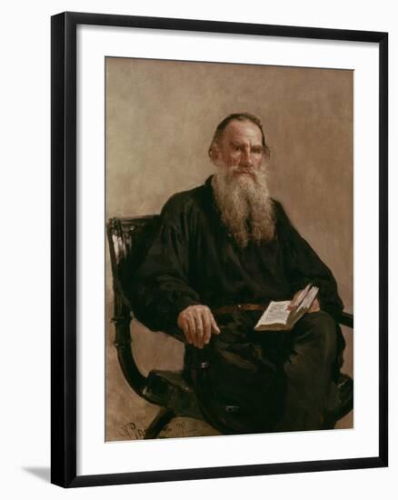 Lev Tolstoy (1828-1810) 1887-Ilya Efimovich Repin-Framed Giclee Print