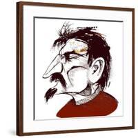 Lev Trotsky, Russian revolutionary, sepia line caricature-Neale Osborne-Framed Giclee Print