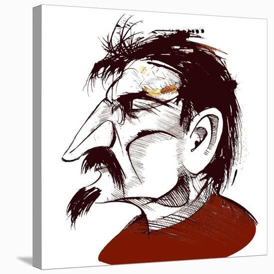 Lev Trotsky, Russian revolutionary, sepia line caricature-Neale Osborne-Stretched Canvas