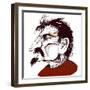 Lev Trotsky, Russian revolutionary, sepia line caricature-Neale Osborne-Framed Giclee Print