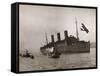 Leviathan Arriving in New York Harbor-null-Framed Stretched Canvas