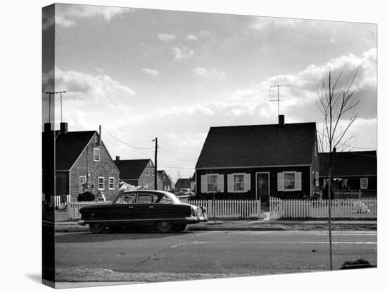 Levittown House and Nash Auto Belonging to Aircraft Worker Peggy Brown, Husband Ralph and Family-Walker Evans-Stretched Canvas