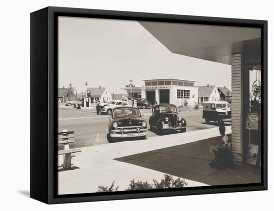 Levittown, N.Y. Corner Store across the Street from a Gas Station-null-Framed Stretched Canvas