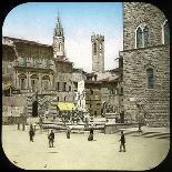 The Piazza Della Signoria and the Neptune Fountain, Florence (Italy), Circa 1895-Leon, Levy et Fils-Photographic Print