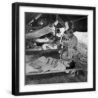 Lew Ayres Treating Wounded Japanese Prisoner in Leyte Cathederal Turned into Hospital, 1944-W^ Eugene Smith-Framed Photographic Print