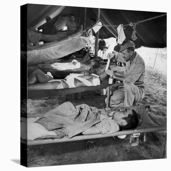 Lew Ayres Treating Wounded Japanese Prisoner in Leyte Cathederal Turned into Hospital, 1944-W^ Eugene Smith-Stretched Canvas