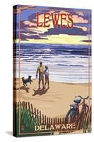 Lewes, Delaware - Beach and Sunset-Lantern Press-Stretched Canvas