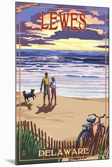 Lewes, Delaware - Beach and Sunset-Lantern Press-Mounted Art Print