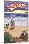 Lewes, Delaware - Beach and Sunset-Lantern Press-Mounted Art Print
