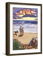 Lewes, Delaware - Beach and Sunset-Lantern Press-Framed Art Print