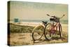 Lewes, Delaware - Bicycles and Beach Scene-Lantern Press-Stretched Canvas