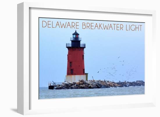 Lewes, Delaware - Cape Henlopen Lighthouse Day-Lantern Press-Framed Art Print