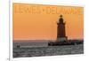 Lewes, Delaware - Cape Henlopen Lighthouse Sunset-Lantern Press-Framed Art Print