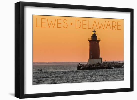 Lewes, Delaware - Cape Henlopen Lighthouse Sunset-Lantern Press-Framed Art Print