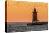 Lewes, Delaware - Cape Henlopen Lighthouse Sunset-Lantern Press-Stretched Canvas