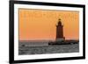 Lewes, Delaware - Cape Henlopen Lighthouse Sunset-Lantern Press-Framed Premium Giclee Print