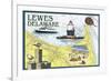 Lewes, Delaware - Nautical Chart #2-Lantern Press-Framed Art Print