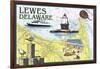 Lewes, Delaware - Nautical Chart #2-Lantern Press-Framed Art Print