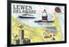 Lewes, Delaware - Nautical Chart #2-Lantern Press-Framed Art Print