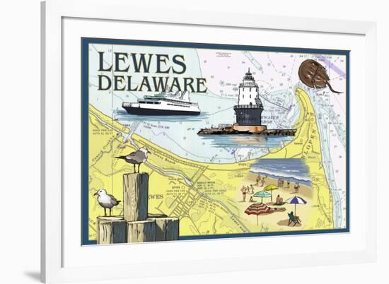 Lewes, Delaware - Nautical Chart #2-Lantern Press-Framed Premium Giclee Print