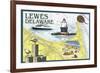 Lewes, Delaware - Nautical Chart #2-Lantern Press-Framed Premium Giclee Print