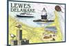 Lewes, Delaware - Nautical Chart #2-Lantern Press-Mounted Premium Giclee Print