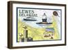 Lewes, Delaware - Nautical Chart #2-Lantern Press-Framed Art Print