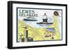 Lewes, Delaware - Nautical Chart #2-Lantern Press-Framed Art Print