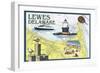 Lewes, Delaware - Nautical Chart #2-Lantern Press-Framed Art Print