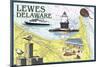 Lewes, Delaware - Nautical Chart #2-Lantern Press-Mounted Art Print