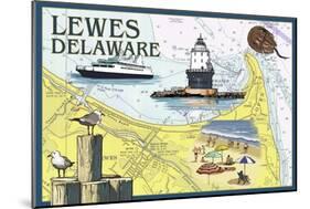 Lewes, Delaware - Nautical Chart #2-Lantern Press-Mounted Art Print