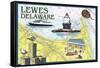 Lewes, Delaware - Nautical Chart #2-Lantern Press-Framed Stretched Canvas