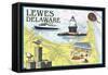 Lewes, Delaware - Nautical Chart #2-Lantern Press-Framed Stretched Canvas